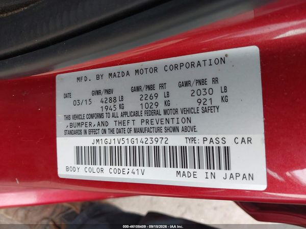 2016 MAZDA MAZDA6 I TOURING — I9
