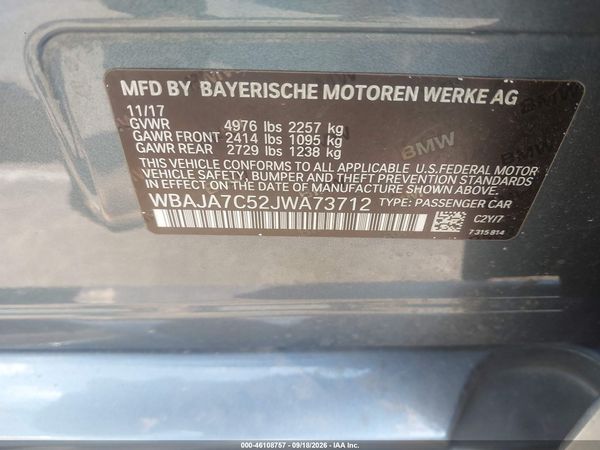 2018 BMW 530I XDRIVE — I9