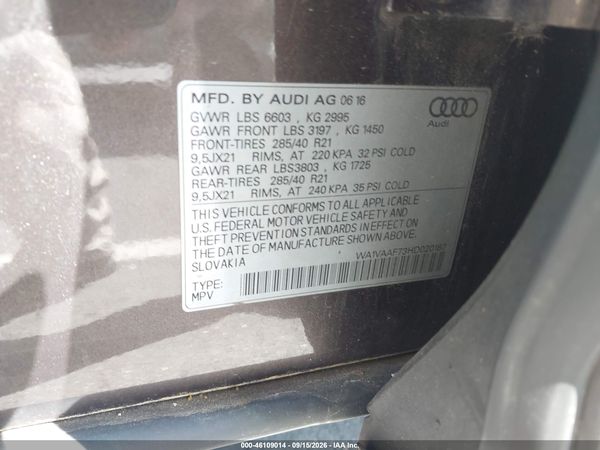 2017 AUDI Q7 3.0T PREMIUM — I9