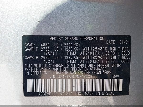 2021 SUBARU OUTBACK PREMIUM — I9