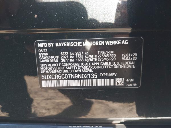 2022 BMW X5 XDRIVE40I — I9