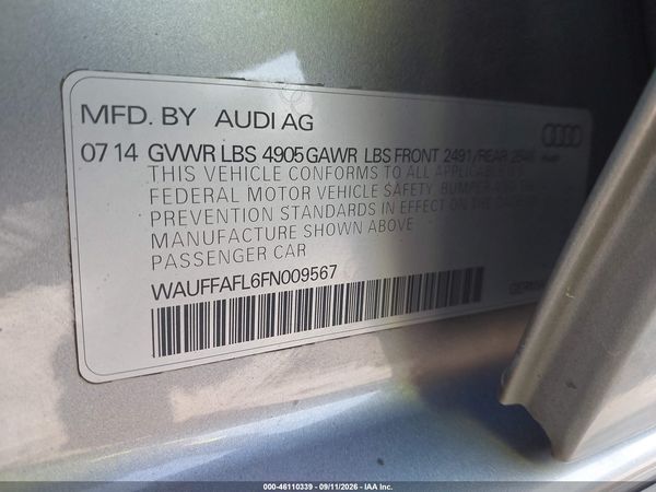 2015 AUDI A4 2.0T PREMIUM — I9