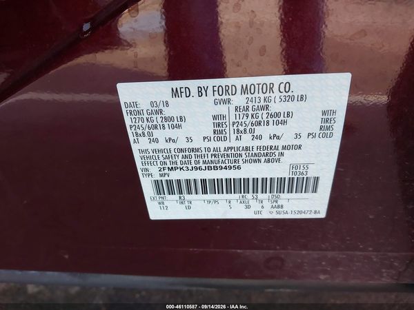 2018 FORD EDGE SEL — I9