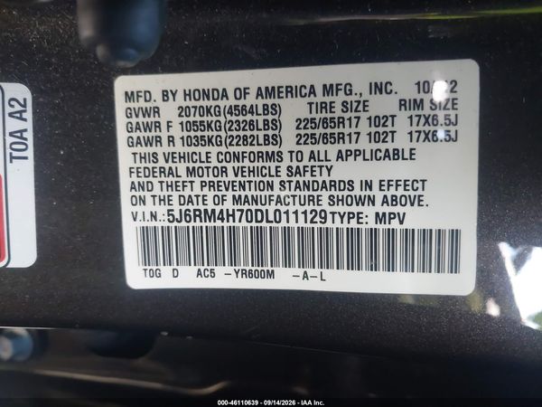 2013 HONDA CR-V EX-L
