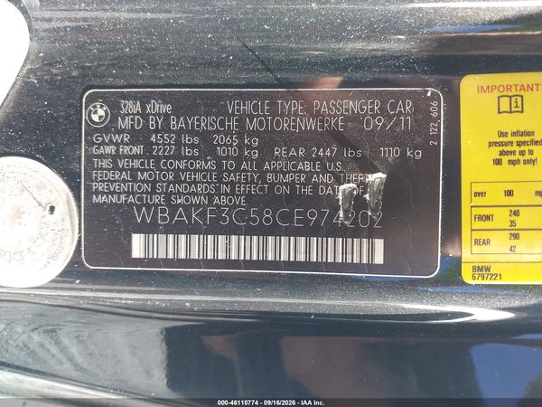 2012 BMW 328I XDRIVE — I9