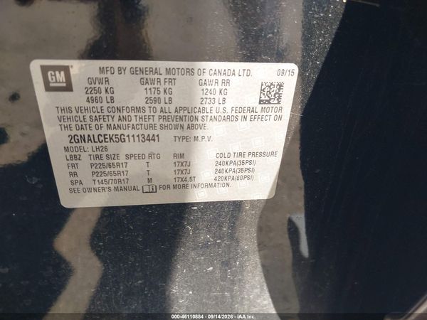 2016 CHEVROLET EQUINOX LT — I9
