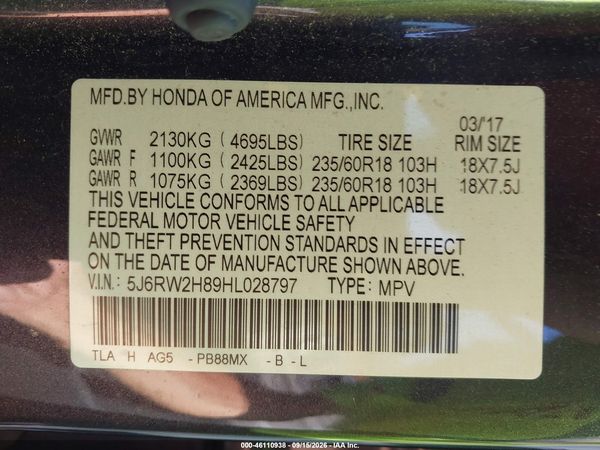 2017 HONDA CR-V EX-L/EX-L NAVI — I9