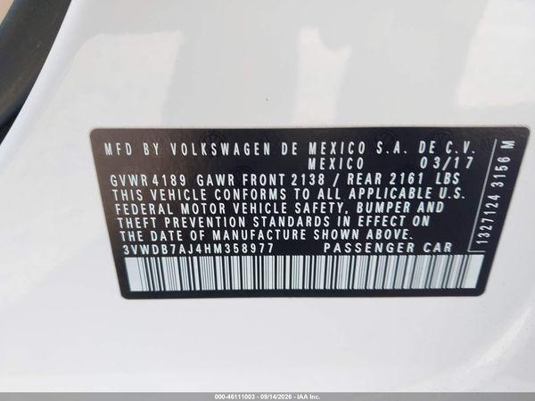 2017 VOLKSWAGEN JETTA 1.4T SE — I9
