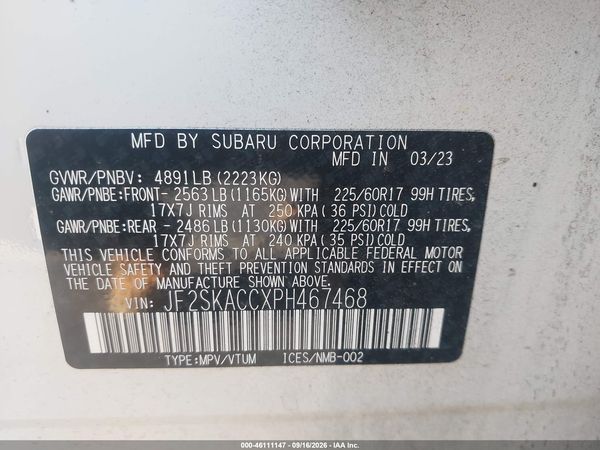 2023 SUBARU FORESTER Base Plus ES — I9