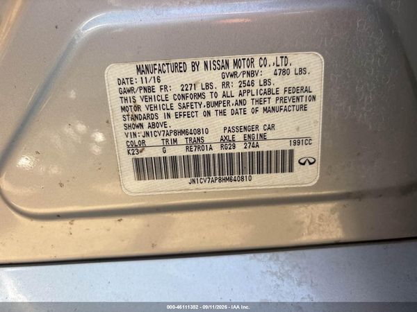 2017 INFINITI Q50 2.0T BASE