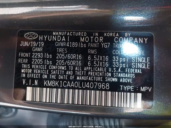2020 HYUNDAI KONA SE — I9