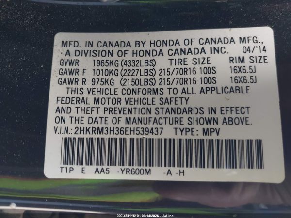 2014 HONDA CR-V LX — I9