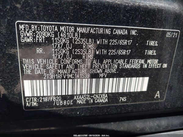 2021 TOYOTA RAV4 LE — I9