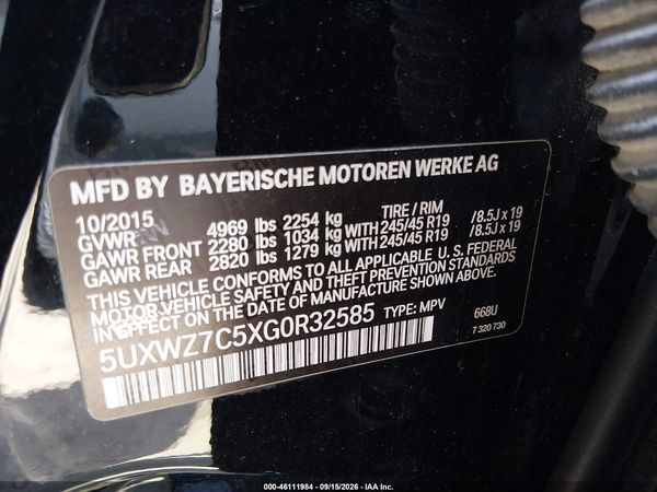2016 BMW X3 SDRIVE28I — I9