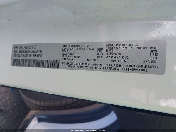 2025 RAM PROMASTER 3500 — I9