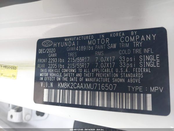 2021 HYUNDAI KONA SEL — I9