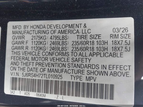 2026 HONDA CR-V EX-L AWD — I9