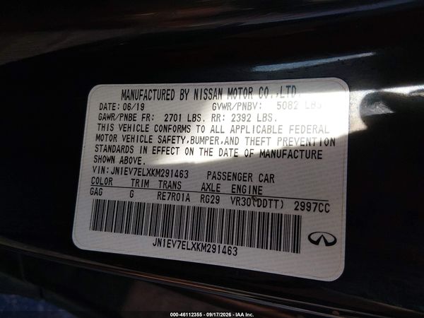 2019 INFINITI Q60 3.0T LUXE — I9