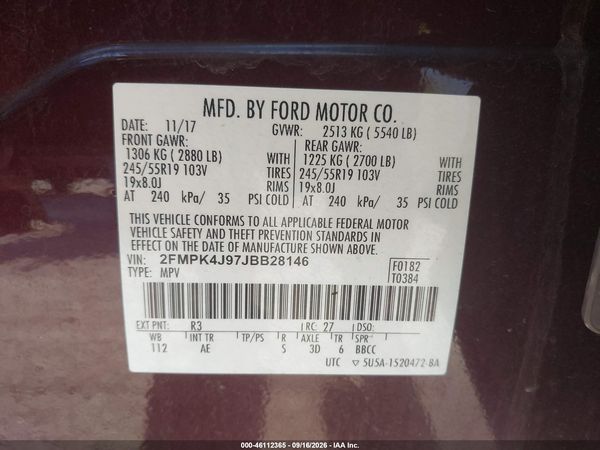 2018 FORD EDGE SEL — I9