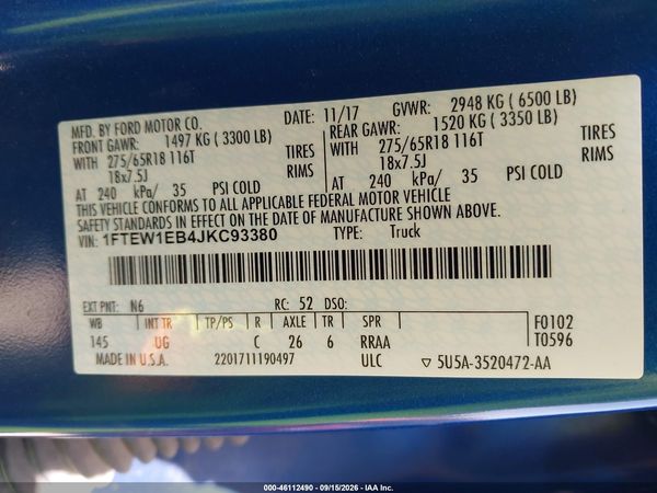 2018 FORD F-150 XL/XLT — I9