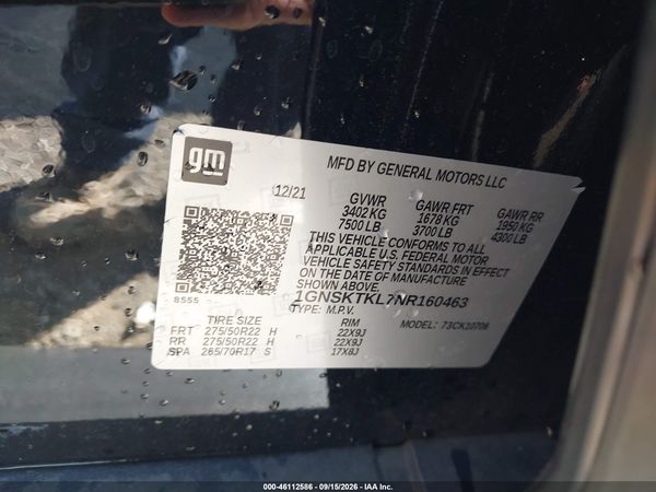 2022 CHEVROLET TAHOE 4WD HIGH COUNTRY — I9