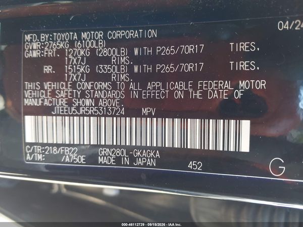 2024 TOYOTA 4RUNNER SR5 — I9