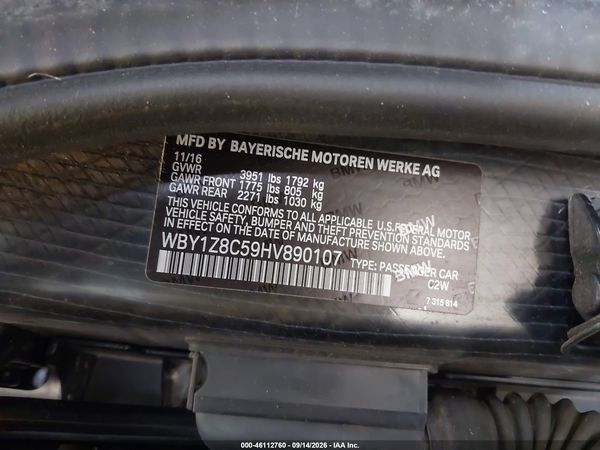 2017 BMW I3 94 AH W/RANGE EXTENDER — I9