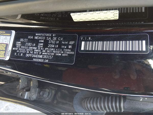 2021 KIA FORTE GT-LINE — I9