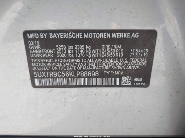2019 BMW X3 XDRIVE30I — I9