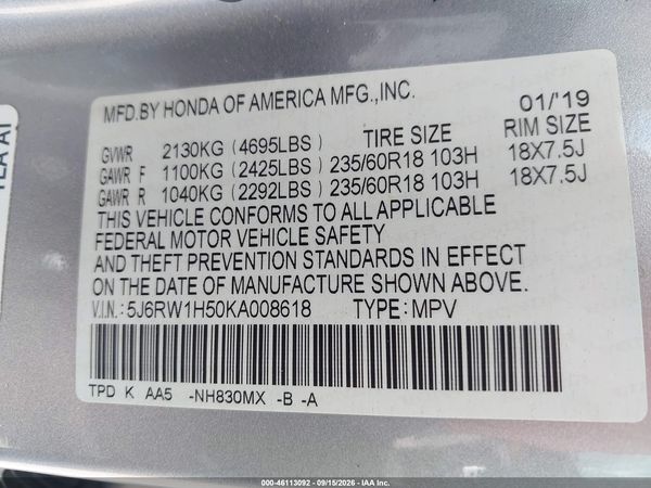2019 HONDA CR-V EX — I9