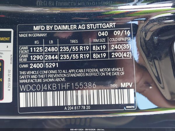 2017 MERCEDES-BENZ GLC 300 COUPE 4MATIC