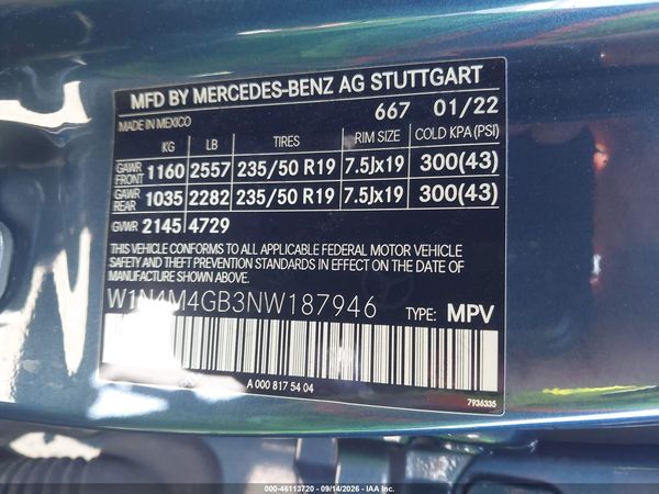 2022 MERCEDES-BENZ GLB 250 GLB250 — I9