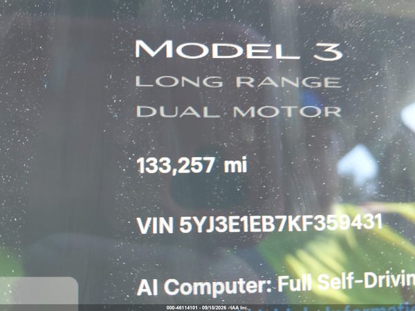 2019 TESLA MODEL 3 LONG RANGE/PERFORMANCE — I118