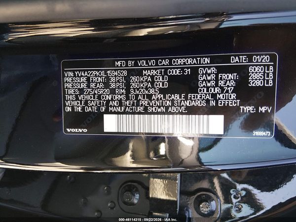 2020 VOLVO XC90 T6 MOMENTUM 7 PASSENGER — I9