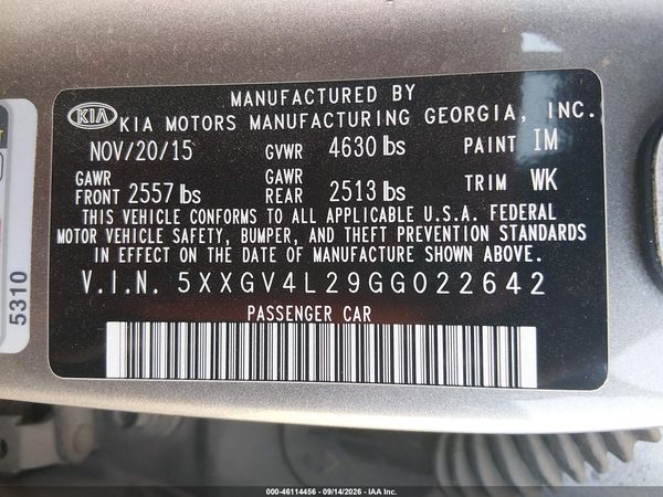 2016 KIA OPTIMA SXL TURBO — I9