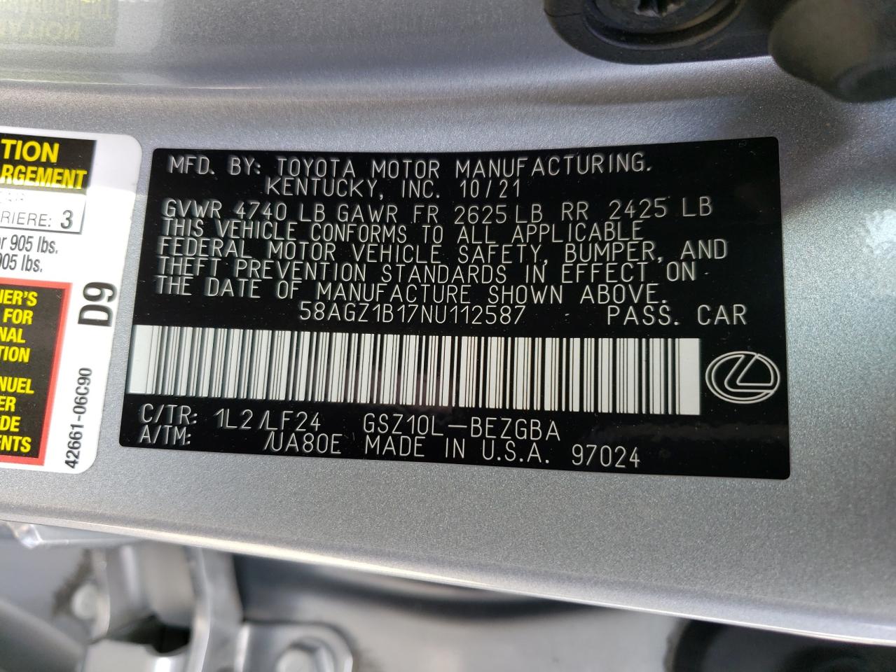 2022 LEXUS ES 350 350 F Sport