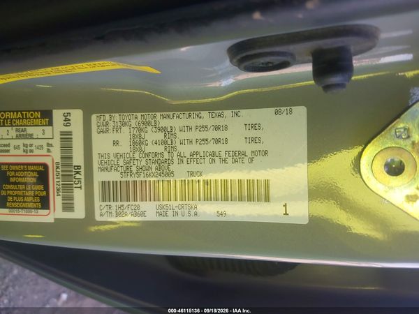 2019 TOYOTA TUNDRA SR5 5.7L V8 — I9