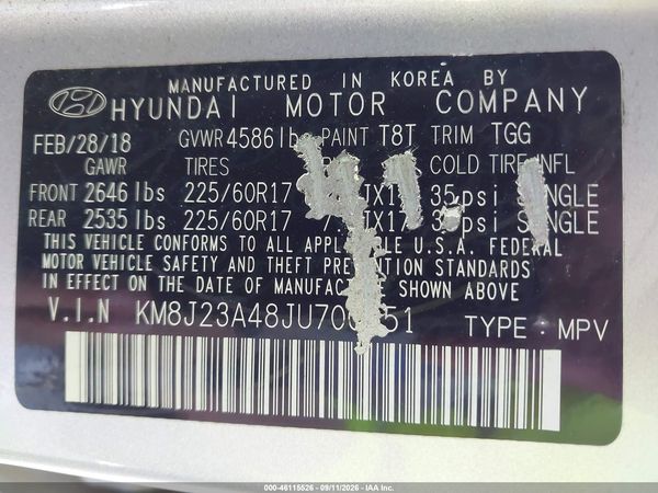 2018 HYUNDAI TUCSON SE — I9