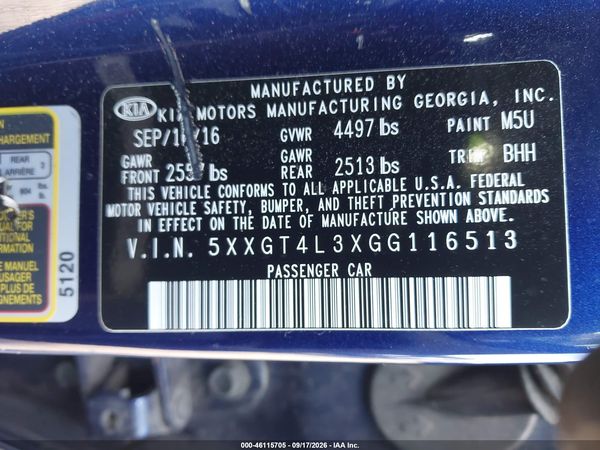 2016 KIA OPTIMA LX — I9