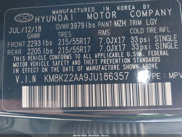 2018 HYUNDAI KONA SEL — I9