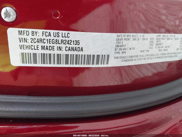 2020 CHRYSLER PACIFICA TOURING L PLUS — I9