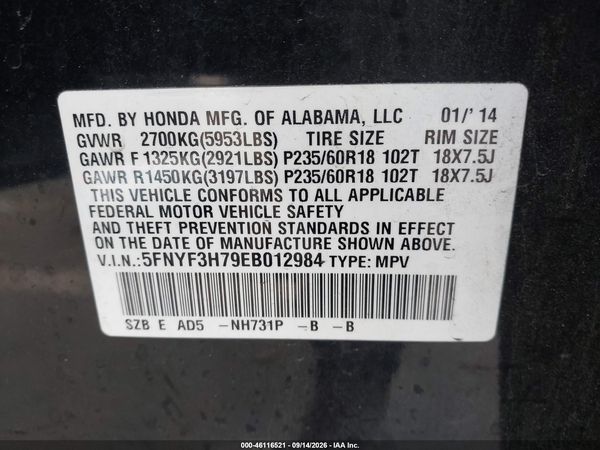 2014 HONDA PILOT EX-L — I9