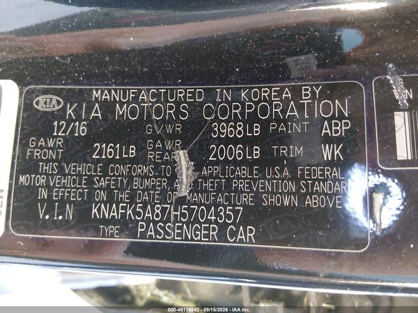 2017 KIA FORTE LX