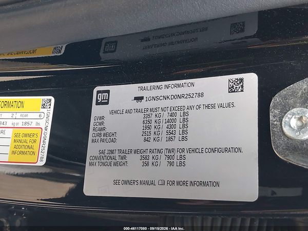 2022 CHEVROLET TAHOE 2WD LT — I9