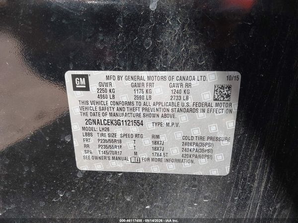 2016 CHEVROLET EQUINOX LT — I9