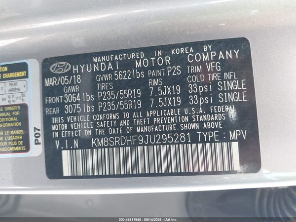 2018 HYUNDAI SANTA FE LIMITED ULTIMATE