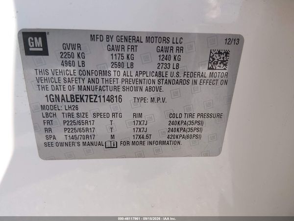 2014 CHEVROLET EQUINOX 1LT — I9