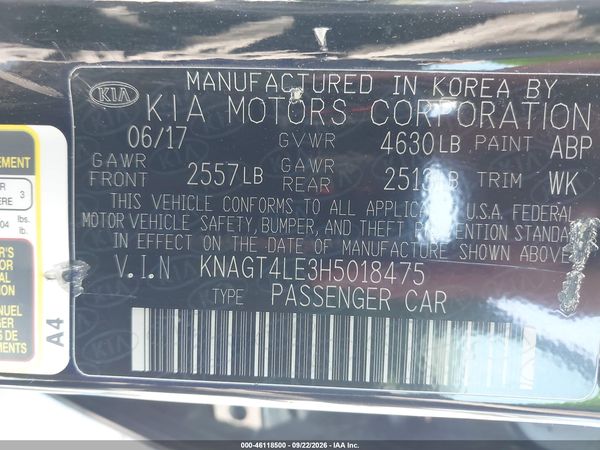2017 KIA OPTIMA HYBRID Hybrid Base — I9