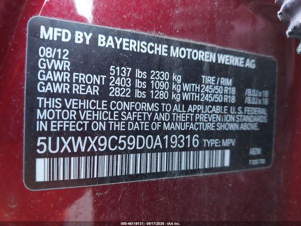 2013 BMW X3 XDRIVE28I — I9