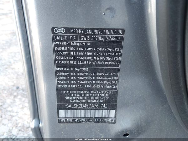 2013 LAND ROVER RANGE ROVER SPORT HSE — I9